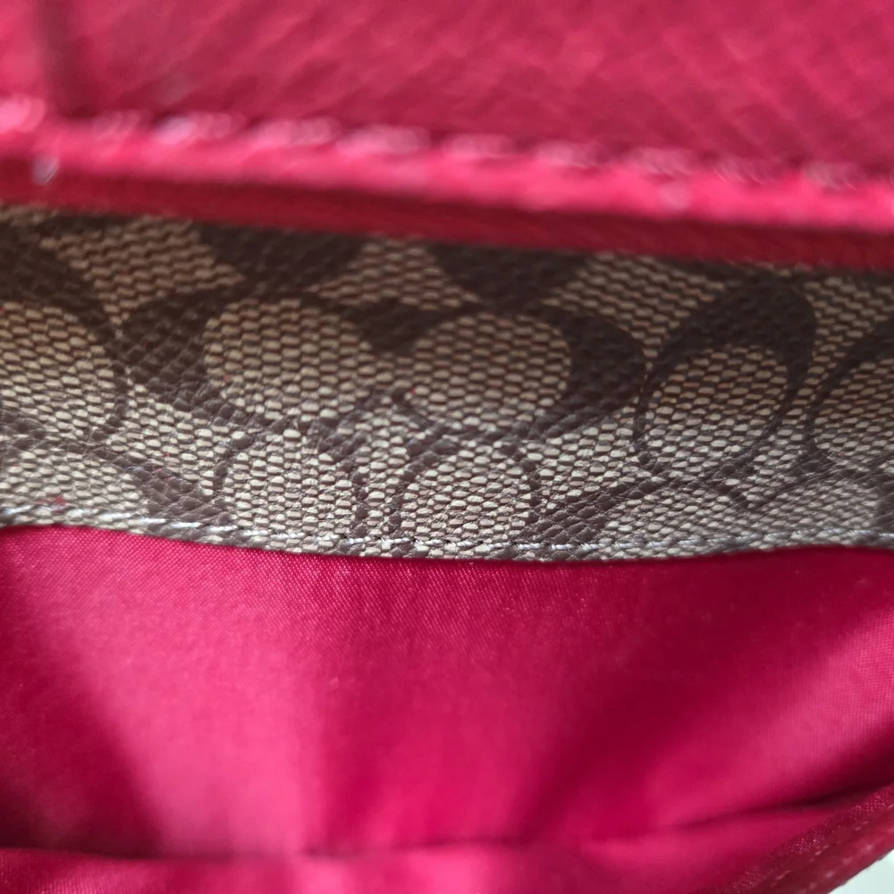 Coach Cherry Red Leather Double Zip Wallet - Picture 8 of 14